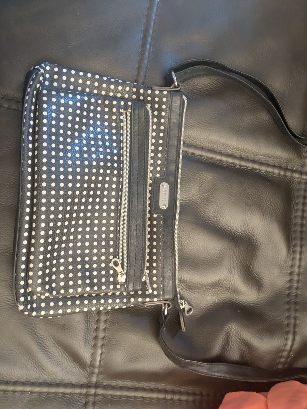 Black Polka Dot Crossbody Bag with Silver Hardware